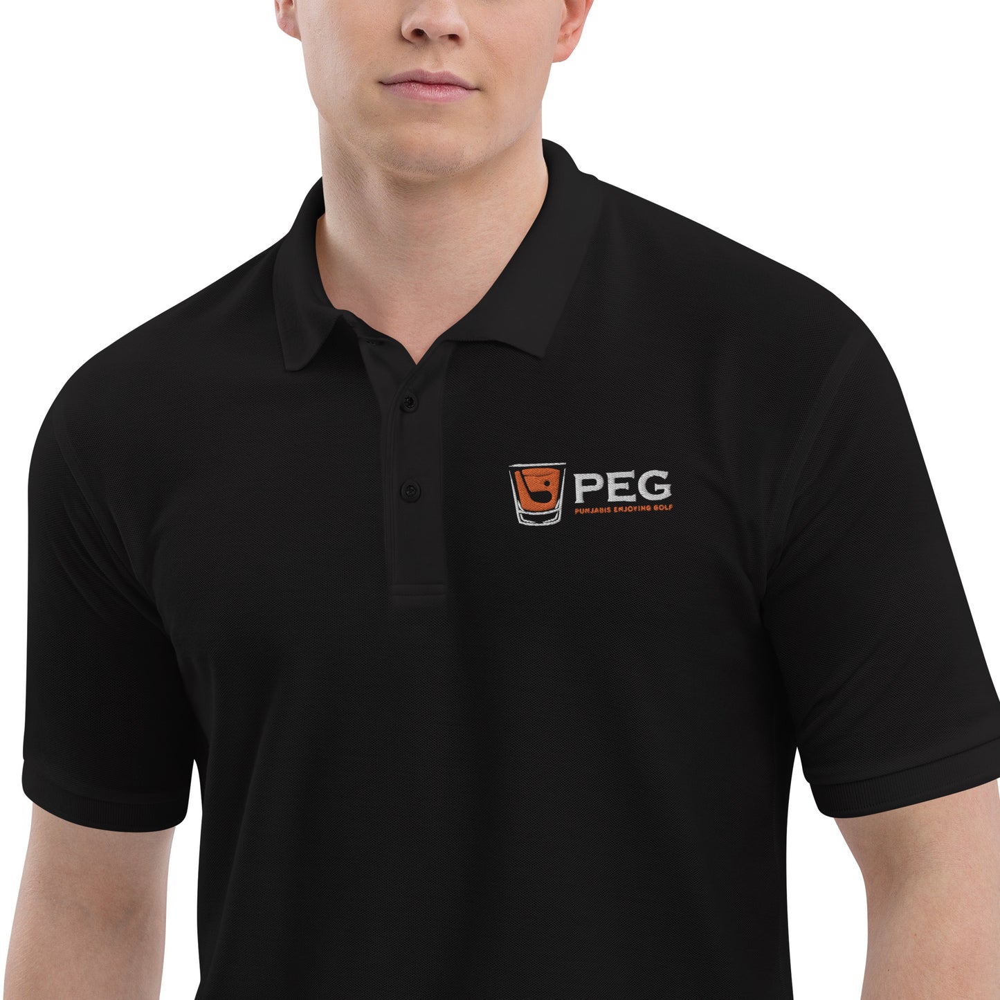 Port Authority Men's Premium PEG Polo - BLACK/NAVY/GRAY