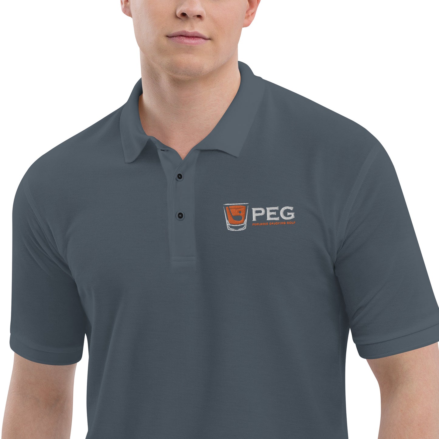 Port Authority Men's Premium PEG Polo - BLACK/NAVY/GRAY